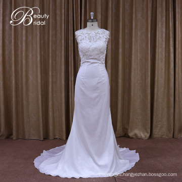 Silk Georgeous Lace Beach Factory Sale Wedding Gown